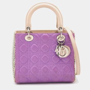 Pre Owned Dior Multicolor Leather And Water Snake Medium Lady Dior Tote