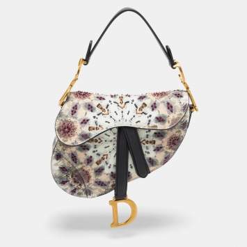 Pre Owned Dior Multicolor Leather and Beads Mini Saddle Bag