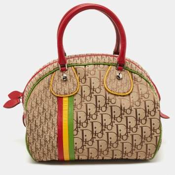 Pre Owned Dior Mulitcolor Oblique Canvas and Leather Trotter Rasta Bowler Bag