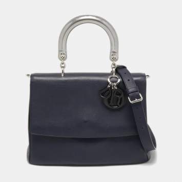 Pre Owned Dior Blue Leather Be Dior Top Handle Bag