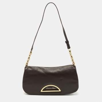 Pre Owned Dior Dark Brown Leather Malice Shoulder Bag