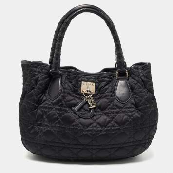 Pre Owned Dior Black Cannage Nylon and Leather Charming Hobo