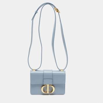 Pre Owned Dior Light Blue Leather Micro 30 Montaigne Crossbody Bag