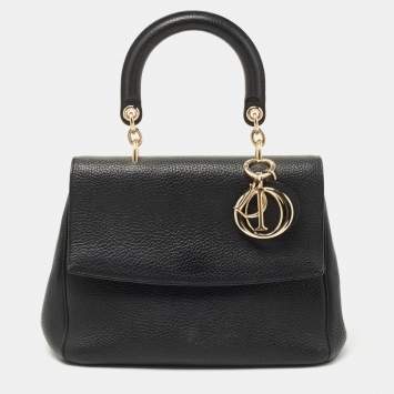 Pre Owned Dior Black Leather Small Be Dior Flap Top Handle Bag