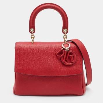 Pre Owned Dior Red Leather Small Be Dior Flap Top Handle Bag