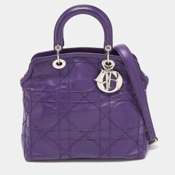 Pre Owned Dior Purple Cannage Leather Granville Tote