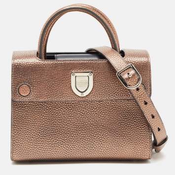 Pre Owned Dior Bronze Leather Mini Diorever Tote