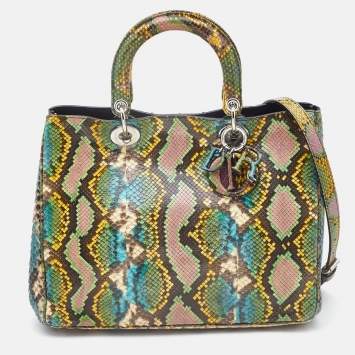 Pre Owned Dior Multicolor Python Medium Diorissimo Shopper Tote