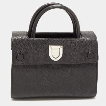 Pre Owned Dior Black Pebbled Leather Mini Diorever Top Handle Bag