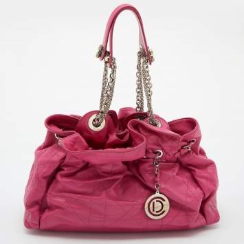 Pre Owned Dior Pink Cannage Leather Le Trente Hobo