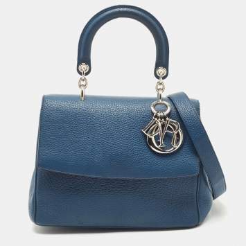 Pre Owned Dior Dark Blue Leather Small Be Dior Flap Top Handle Bag
