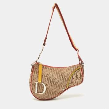 Pre Owned Dior Multicolor Oblique Canvas and Leather Rasta Trotter Saddle Bag