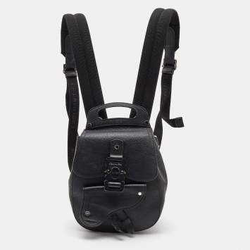 Pre Owned Dior Black Leather Gallop Backpack