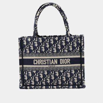 Pre Owned Dior Blue Small Oblique Book Tote bag