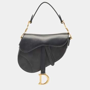 Pre Owned Dior Black Leather Mini Saddle Bag