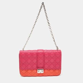 Pre Owned Dior Tri Color Cannage Leather Large Miss Dior Shoulder Bag