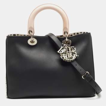 Pre Owned Dior Tri Color Leather and Snakeskin Medium Diorissimo Shopper Tote