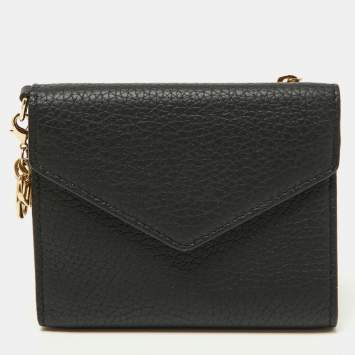 Pre Owned Dior Black Leather Medium Diorissimo Envelope Wallet