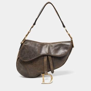 Pre Owned Dior Brown Leather Saddle Bag