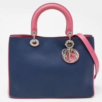 Pre Owned Dior Tri Color Leather Medium Diorissimo Shopper Tote
