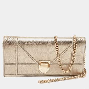 Pre Owned Dior Gold Leather Diorama Chain Clutch