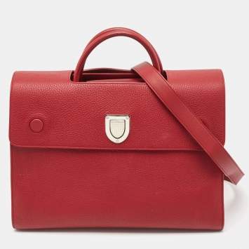 Pre Owned Dior Red Leather Large Diorever Top Handle Bag