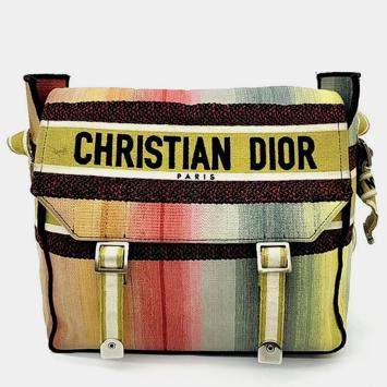 Pre Owned Christian Dior Multicolor Canvas Embroidered Dioraura Messenger 