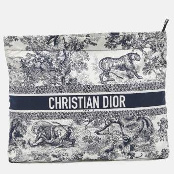 Pre Owned Dior Blue Technical Fabric Diortravel Zipped Pouch