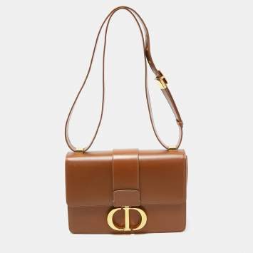 Pre Owned Dior Brown Leather Montaigne 30 Flap Shoulder Bag