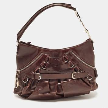 Pre Owned Dior Dark Brown Leather Corset Ballet Hobo