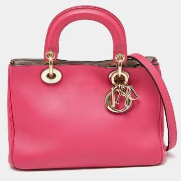 Pre Owned Dior Fuchsia Leather Mini Diorissimo Tote