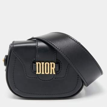 Pre Owned Dior Black Leather Mini D-Fence Saddle Bag 
