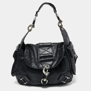 Pre Owned Dior Black Python Limited Edition 096 Rebelle Hobo