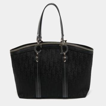 Pre Owned Dior Black Oblique Canvas Trotter Tote Bag