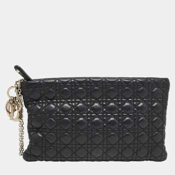 مملوكة مسبقًا Dior Black Cannage Leather Panarea Clutch