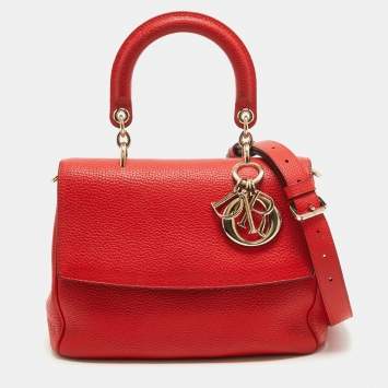 Pre Owned Dior Red Leather Small Be Dior Flap Top Handle Bag