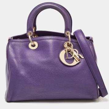 Pre Owned Dior Purple Leather Diorissimo Bowler Bag
