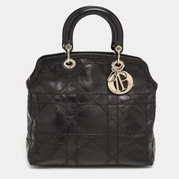 Pre Owned Dior Black Cannage Leather Granville Tote