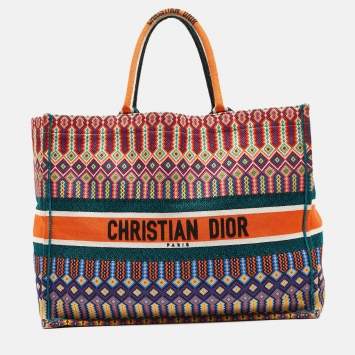 Pre Owned Dior Multicolor Embroidered Canvas Large Book Tote
