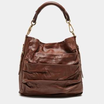 Pre Owned Dior Dark Brown Leather Libertine Hobo