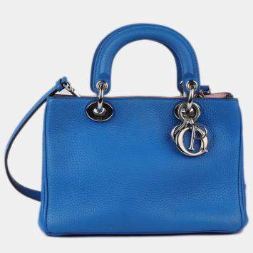 Pre Owned Dior diorissimo mini  electric blue grained calf leather SHW small Bag