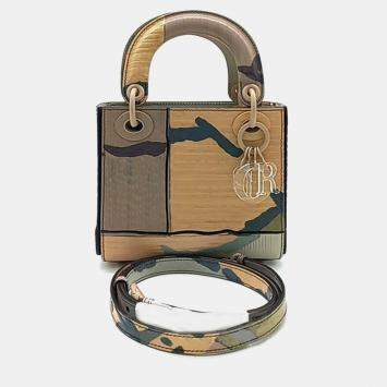 Pre Owned Dior Mulicolor Leather Mini Lady Dior Tote Bag