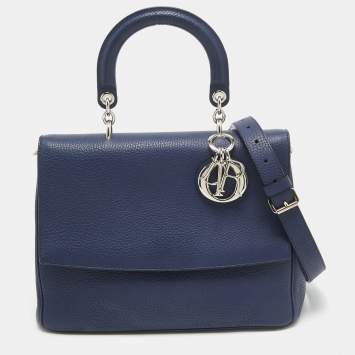 Pre Owned Dior Navy Blue Leather Medium Be Dior Flap Bag