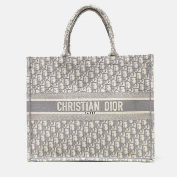 Pre Owned Dior Grey Oblique Canvas Large Book Tote 