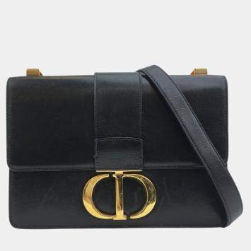 Pre Owned Dior Black Leather 30 Montaigne Shoulder Bag