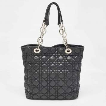 Pre Owned Dior Black Cannage Quilted Leather Soft Lady Dior Tote