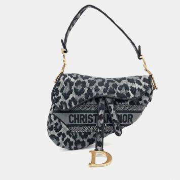 Pre Owned Dior Gray Fabric Saddle Bag