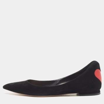 Pre Owned Dior Black Suede Pointed Toe Ballet Flats Size 40