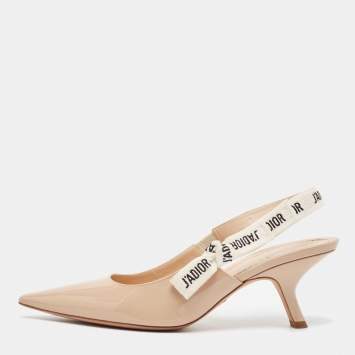مملوكة مسبقًا Dior Beige Patent J'Adior Slingback Pumps Size 39.5