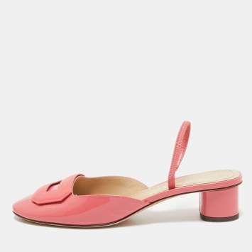 Pre Owned Dior Pink Patent Leather Slingback Pumps Size 39